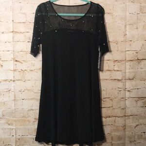 Nina Leonard Black swing dress with pockets